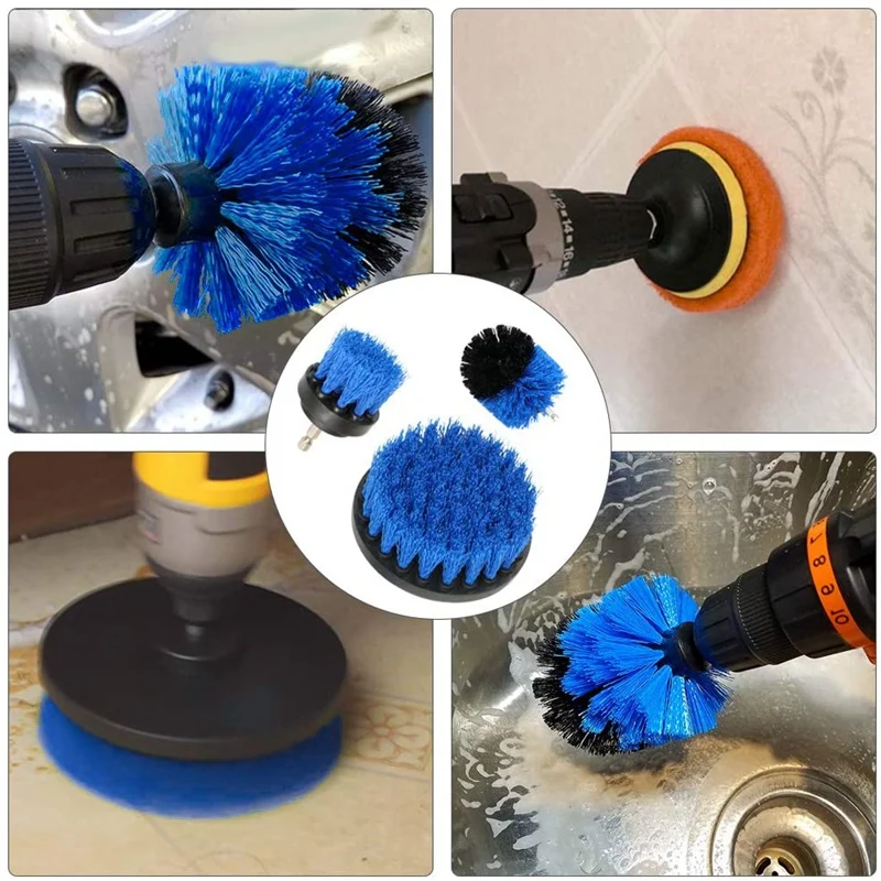 

8Pcs Drill Brushes Attachment Kit with Scouring Pad Polishing Sponge Power Scrubber Cleaning Kit for Bathroom, Kitchen