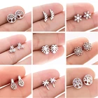 Женские серьги SMJEL в богемном стиле, серьги-гвоздики из нержавеющей стали с кокосом, ананасом, деревом жизни, ювелирные украшения