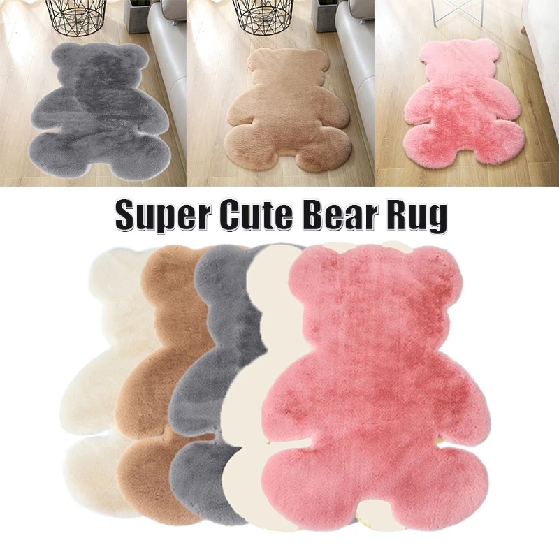 

Faux Rabbit Fur Cartoon Animal Bear Shape Carpet Irregular Carpets Shaggy Children Soft Bedside Fluffy Rug Play Decor Mat