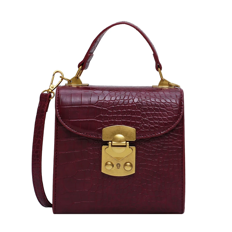 

Stone Pattern Mini PU Leather Crossbody Bags For Women 2021 Lock Designer Shoulder Simple Bag Female Travel Handbags