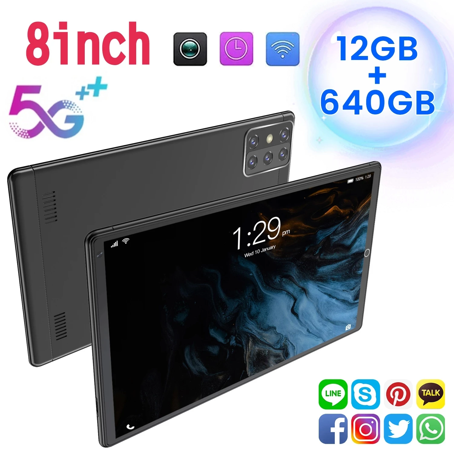 

Android 9 phone call Tablet 1920x1080 Octa Core 8GB RAM 128GB ROM 4G Network Type-c port Tablets PC Dual Wifi