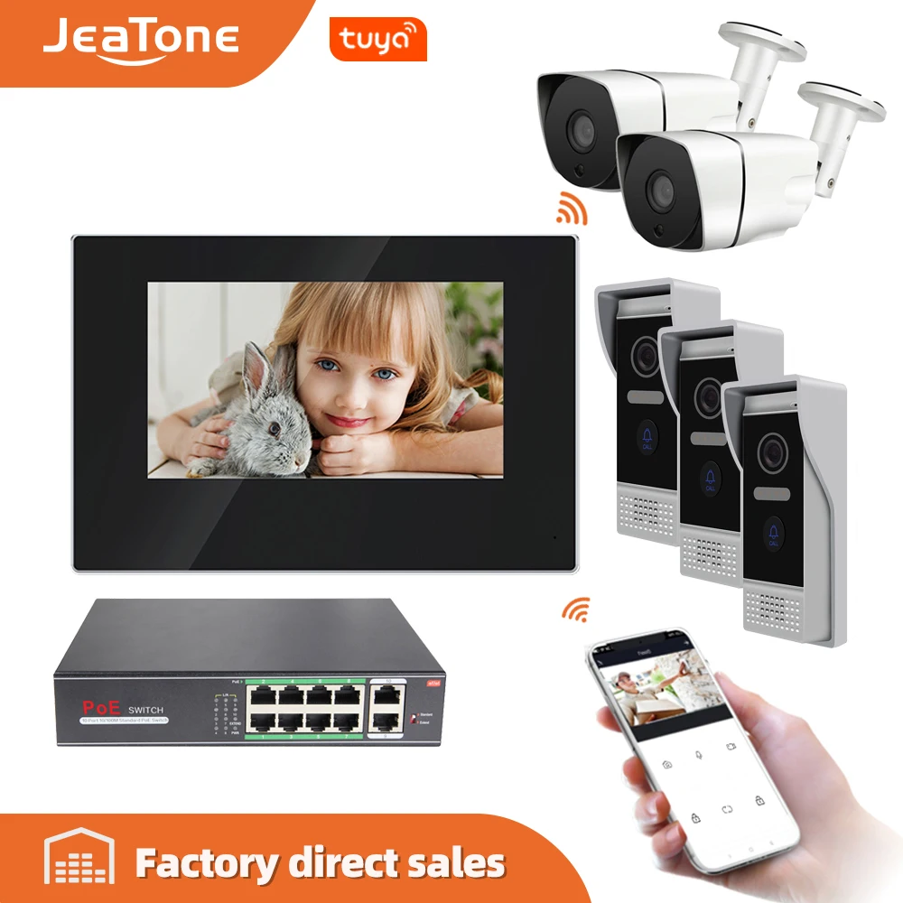 Jeatone 7 дюймовый сенсорный экран Wi Fi IP видео домофон черный цветной монитор и HD