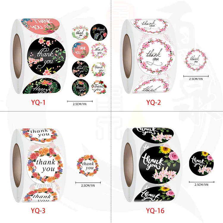 

Self-adhesive Printing Floral Stickers Printing Thank You Sealing Stickers Brand Stickers Wedding Decorations