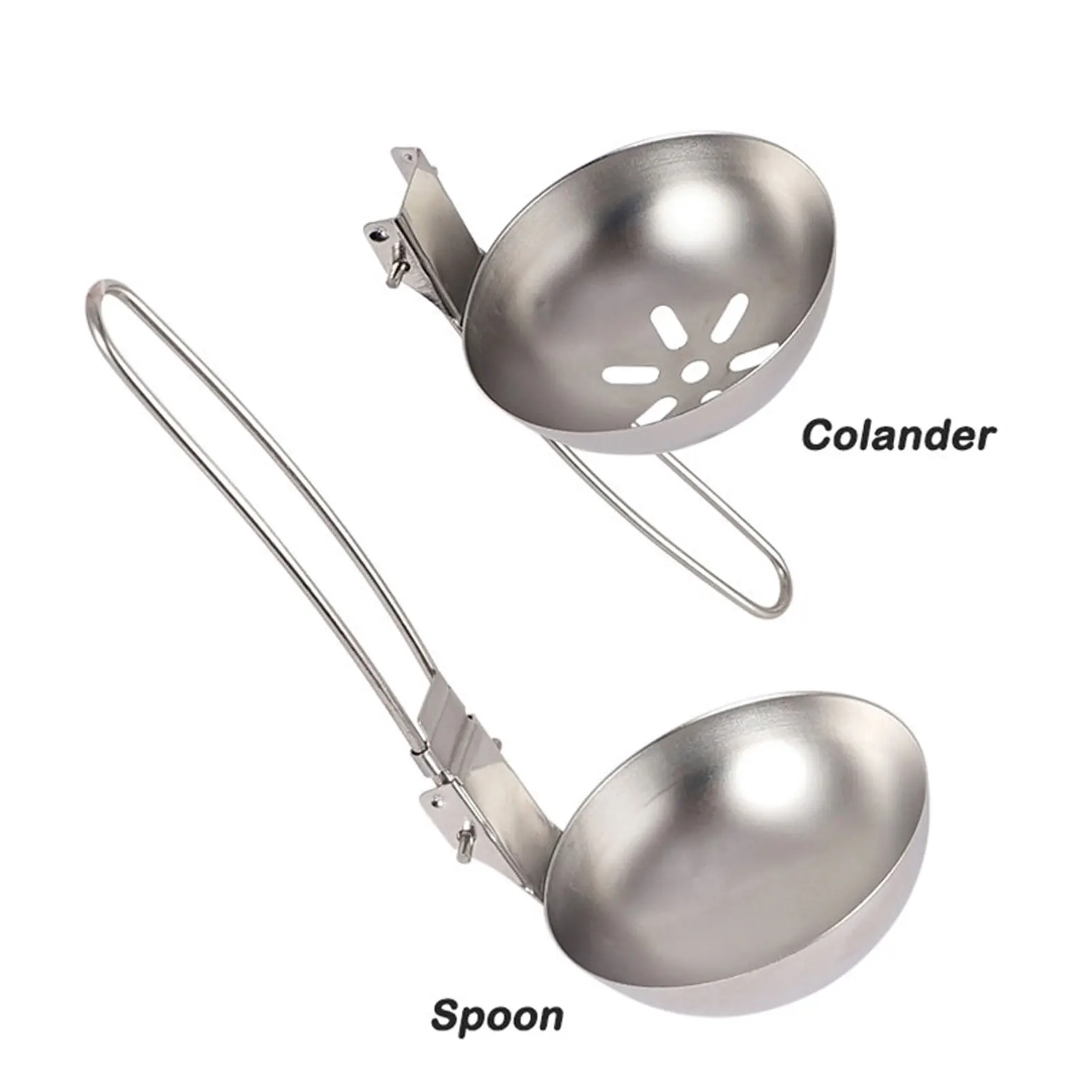

Outdoor Camping Folding Tableware Spoon Colander Portable Picnic Stainless Steel Soup Spoon Camping Durable Equipment Supplies