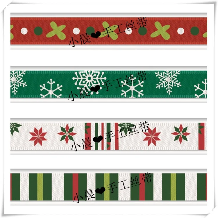 Атласная лента в горошек 9 мм красная зеленая белая рождественском стиле с