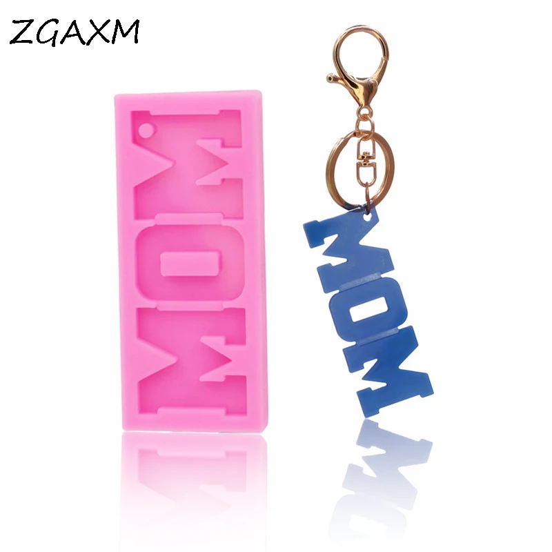 

LM1030 Shiny MOM Alphabet Keychain Molds Mother Epoxy Silicone Mould Jewelry Pendant Making Mold Chocolate Cake Gadge
