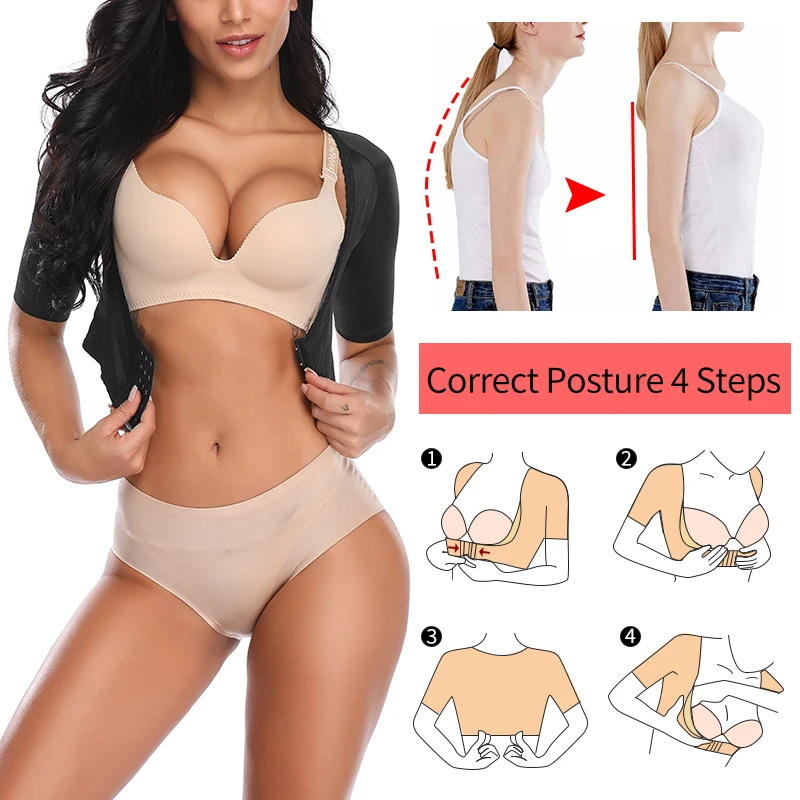 Upper Arm Shaper Humpback Posture Corrector Arms Shapewear Back Support Women Compression Slimming Sleeves Slimmer Corset Top