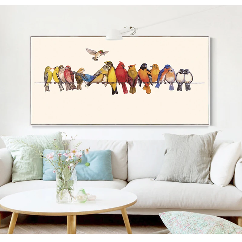 Домашнее Искусство Настенная живопись Цветные Птицы Холст Плакаты большая