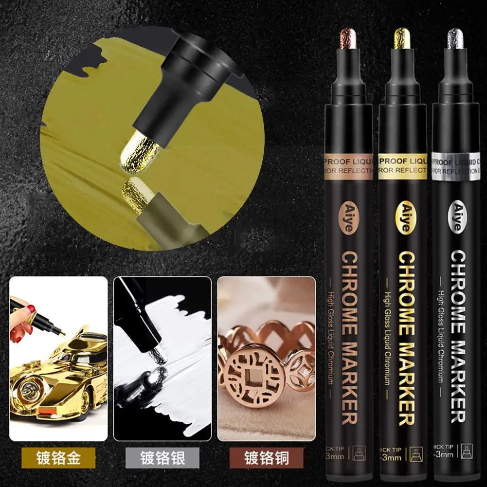 

Металлический зеркальный Серебряный маркер, художественная краска, необработанный стержень, жидкость T8f6