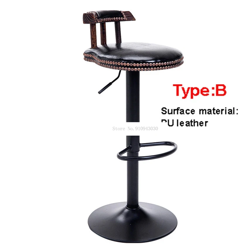 Ретро подъема поворотный барный стул на стойке вращающийся 60-80 см с регулировкой по высоте, барный стул из искусственной кожи мягкие подушк... от AliExpress WW