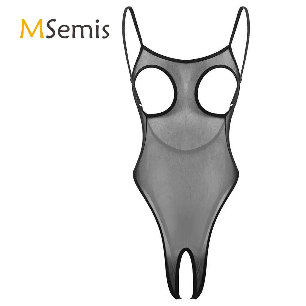 Женское нижнее белье боди с открытой грудью и вырезами прозрачные сетчатые