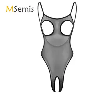 Женское нижнее белье с открытой грудью, боди с вырезом, с открытой спиной, прозрачные сетчатые сексуальные стринги, трико, боди, ночное белье