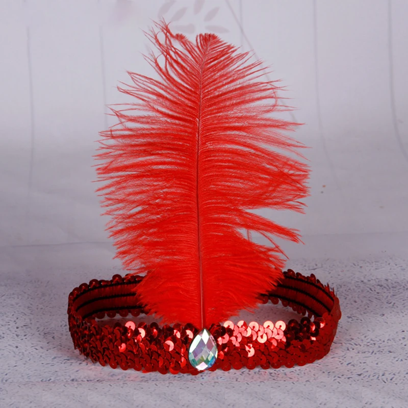 

Страусиные блестки с алмазным пером головная повязка для вечерние маскарада