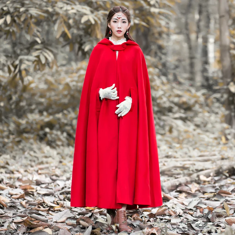 Пончо шерстяное Женское зимнее свободное длинное с капюшоном H00182 | Женская