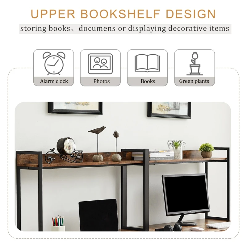 

Home office double Workstation Desk Two Person Computer Desk with Storage Spacious tabletop Multifunction Writing Desk