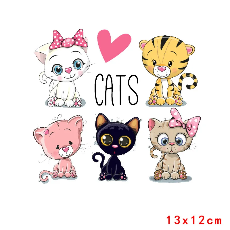 Модные милые кошки Утюг на теплопередача из винила с распечаткой нашивки