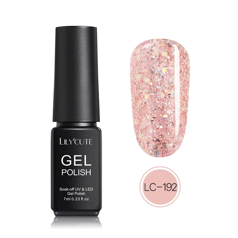 LC-192 LILYCUTE 7 мл Блестящий Гель-лак для ногтей блестки гель для ногтей Серебряный Красный Розовый Золотой Блестящий цветной впитывающий гель лак для ногтей - Цвет: LC-192