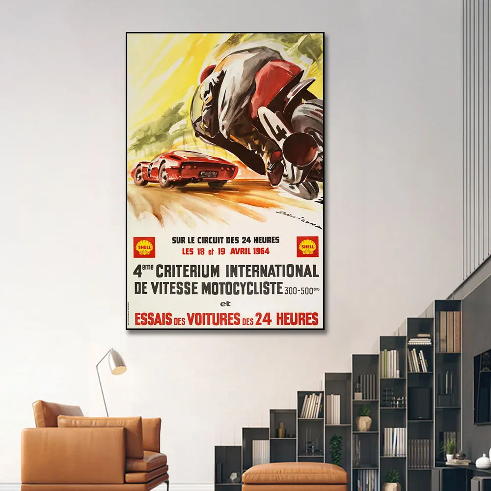 

Motor Cycle Racing Posters Original Painting Canvas Print Nordic Home Decor Wall Art Picture For Living Room Frameless