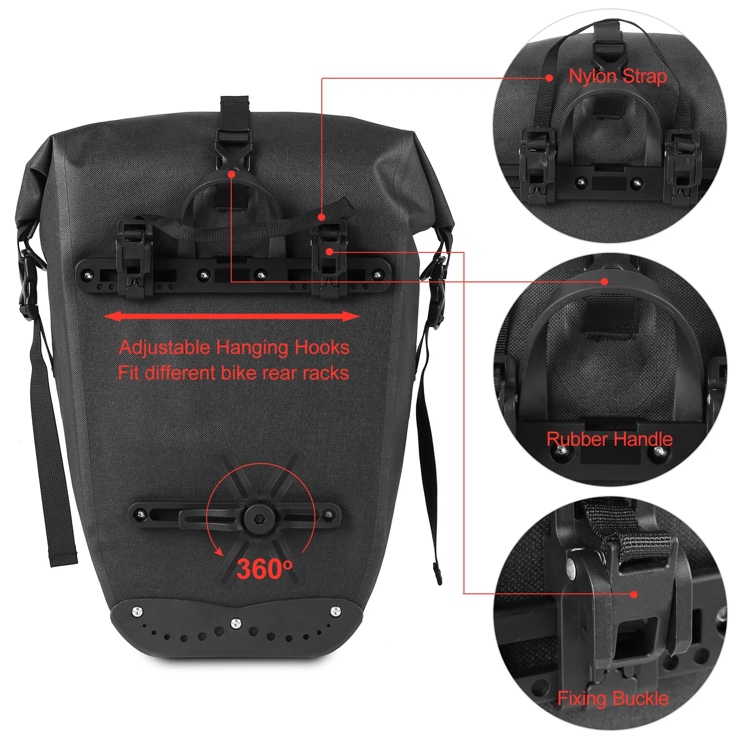 

Waterproof Cycling Trunk Bag Bicycle Rear Rack Bag Bike Pannier Bag Travel Bag