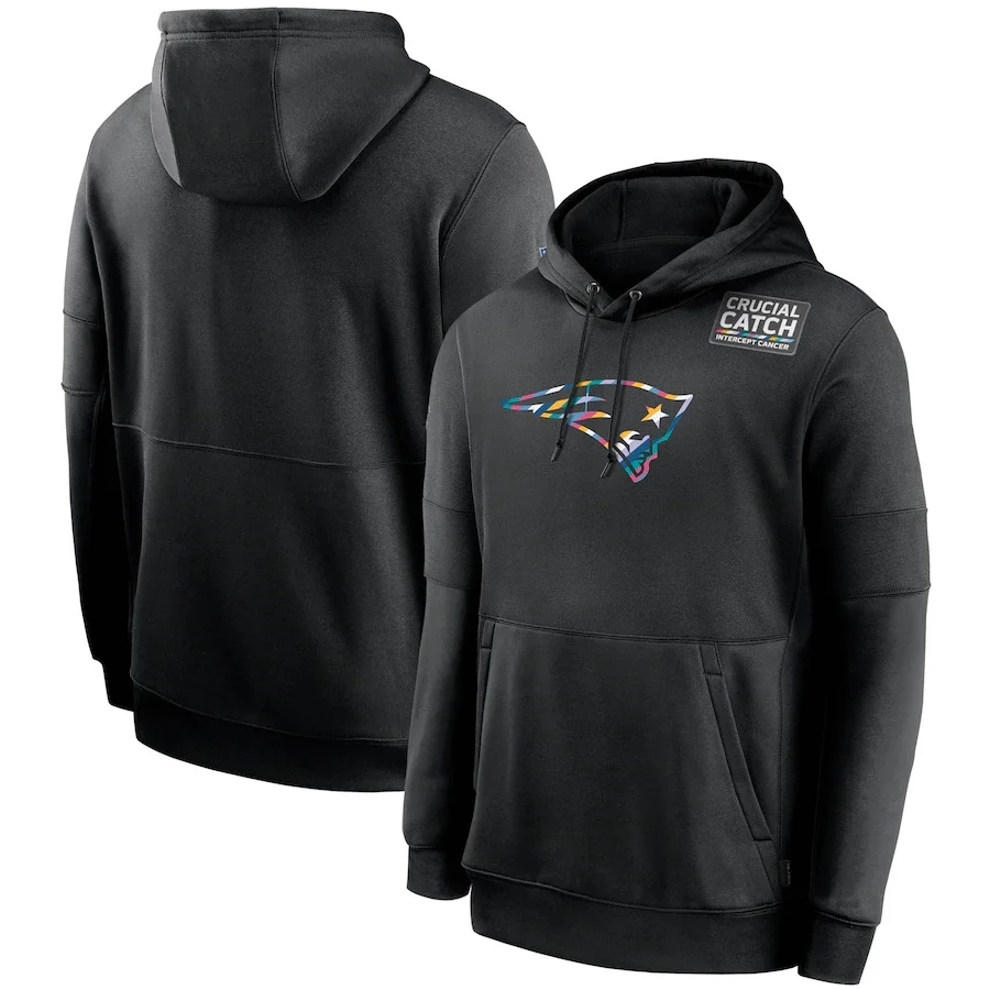 

New England MEN Sweatshirt Patriots Black Crucial Catch Sideline Performance Pullover football Hoodie