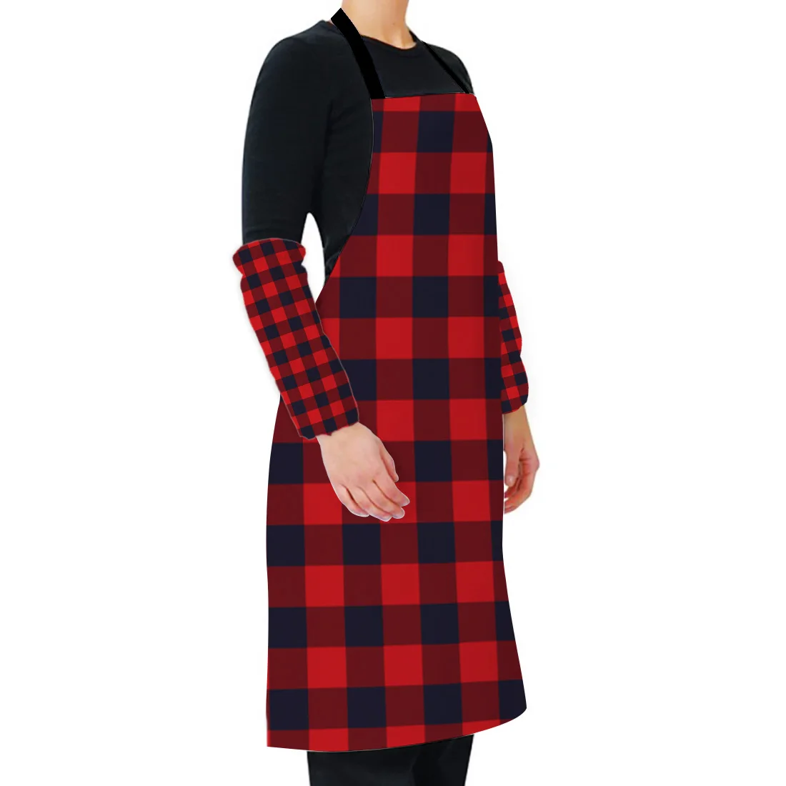 Клетчатый фартук красного и черного цвета в клетку буйвола набор для взрослых