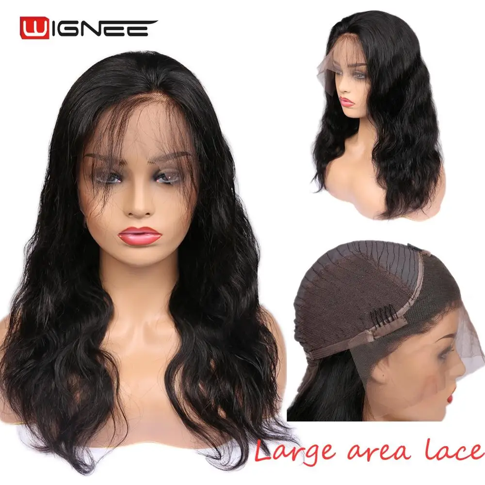 Парики из натуральных волос на кружеве Wignee для черных женщин бразильские волосы