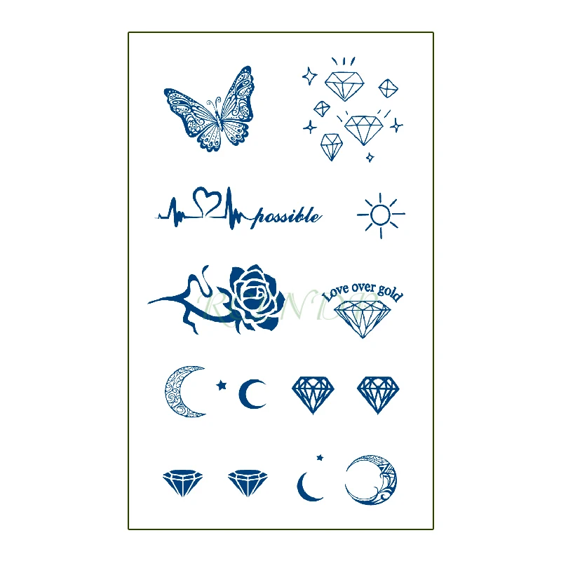

Waterproof Temporary Juice Tattoo Sticker Butterfly Moon Diamond Rose Lasting Tattoos Flash Tatoo Fake Tatto Art for Men Women