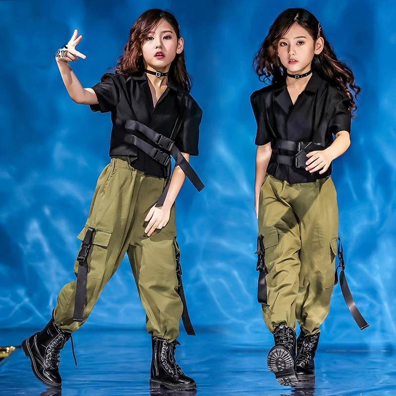 Джазовые танцевальные костюмы крутая Одежда для девочек в стиле хип хоп одежда
