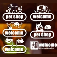 dogs welcome sticker paw print store business pet sign vinyl decal for door window wall a17 049
