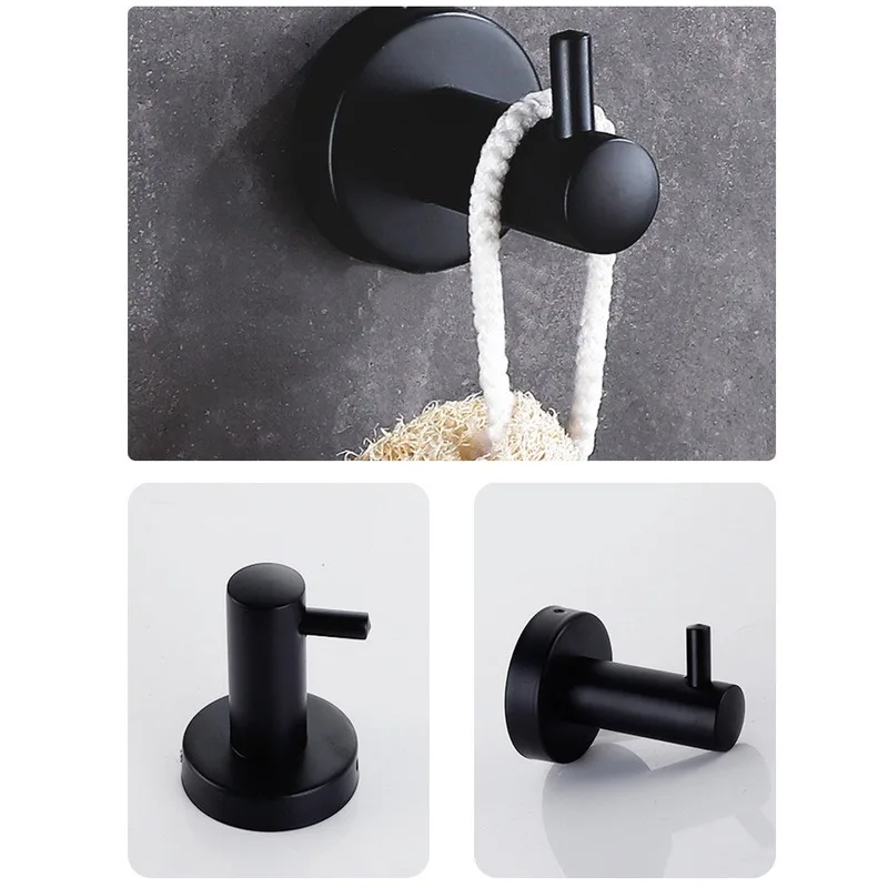 

Stainless Steel Toilet Paper Holder Paper Towel Rack Wall-mounted Bathroom Roll Paper Holder Towel Rack Hook Modern Black Hanger