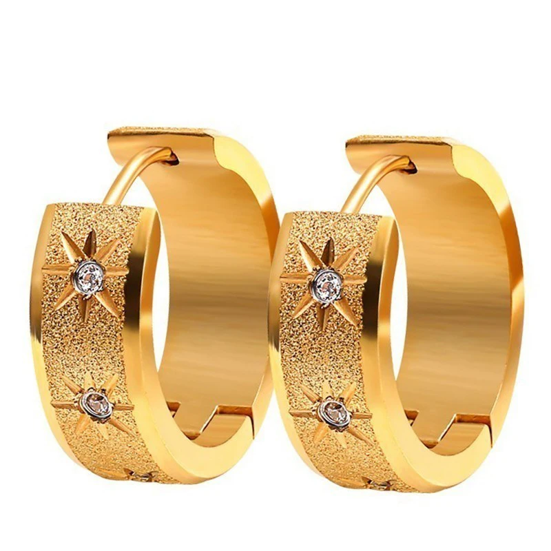 Красивые серьги-кольца RIR с кубическим цирконием Золотые круглые австрийским