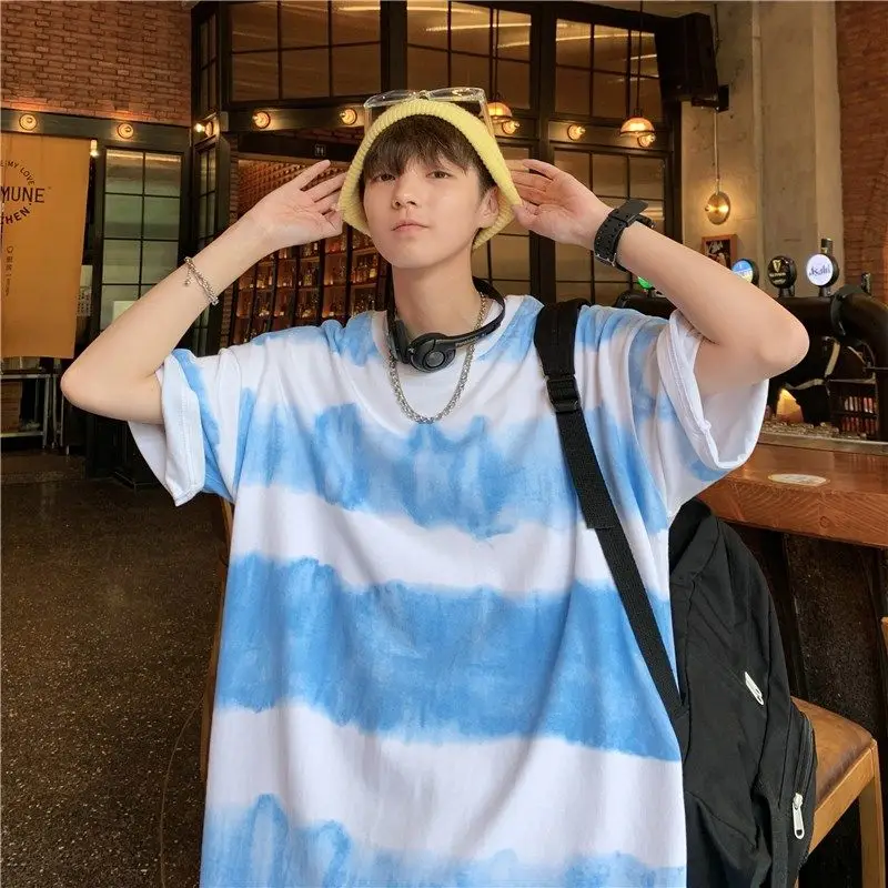 

Футболка мужская хлопковая с круглым вырезом, модная Свободная Повседневная рубашка в Корейском стиле, уличная одежда в стиле Харадзюку, с ...