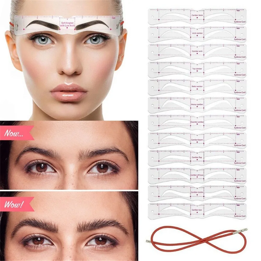 12 шт./компл. женский набор для бровей DIY Руководство по рисованию Стайлинг