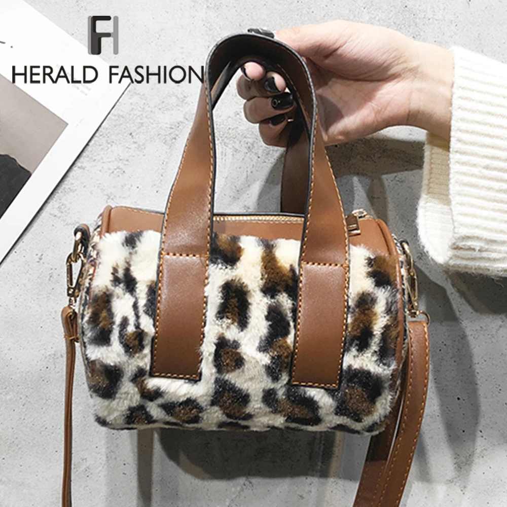 Зимняя теплая Женская Бостонская сумочка из искусственного меха женская сумка