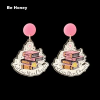 acrylic laser just one more chapter books earrings writers students teacher books lovers earrings