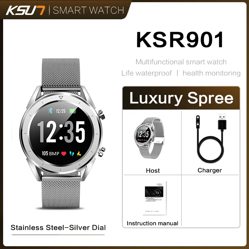 Steel Strap Gray Смарт часы KSUN KSR901 Bluetooth Android/IOS телефоны 4G водонепроницаемый gps сенсорный экран Спорт Здоровье - Цвет: Steel Strap Gray