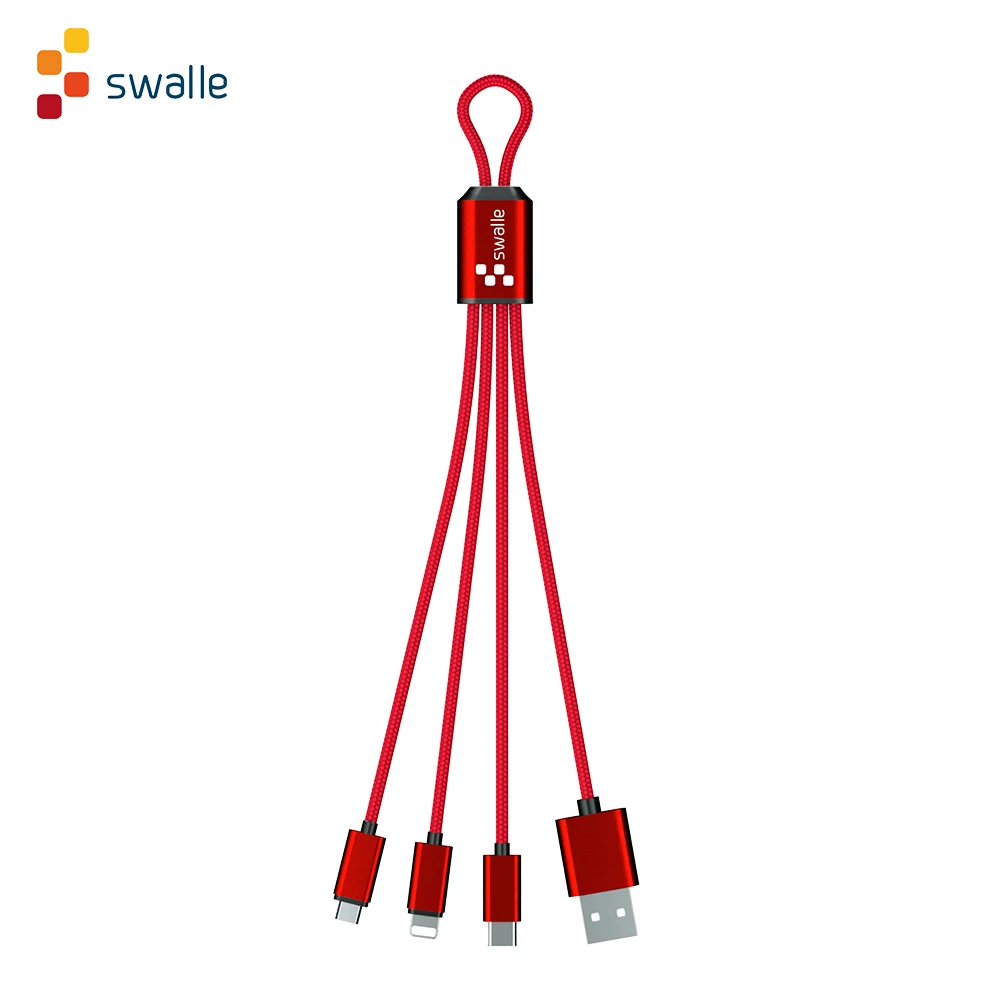 Swalle 3 в 1 USB C кабель брелок короткий Micro usb type C мульти зарядное устройство кабель для Xiaomi huawei iPhone Быстрая зарядка