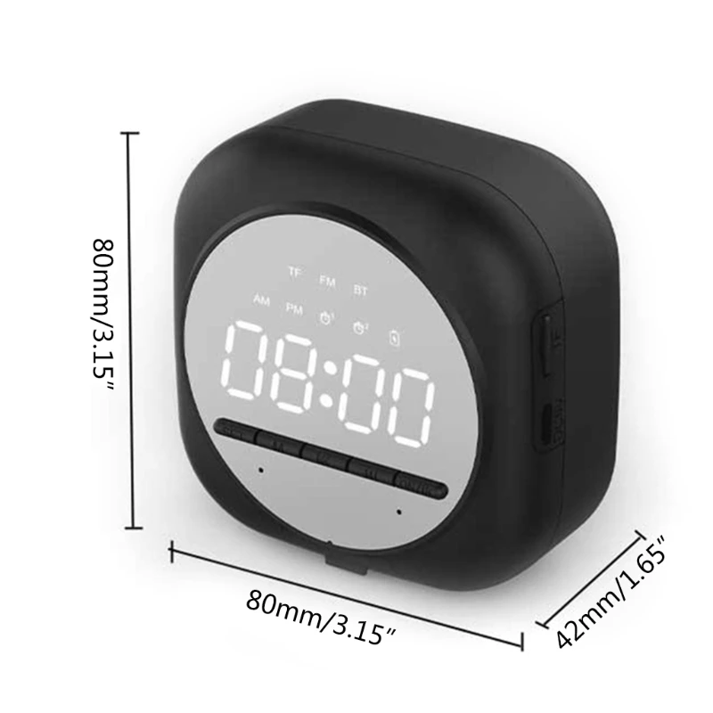 New Smart Bluetooth Speaker Mirror Dual Alarm Clock Radio LED Portable Wireless Subwoofer Home Theater Ribbon Tweeter |