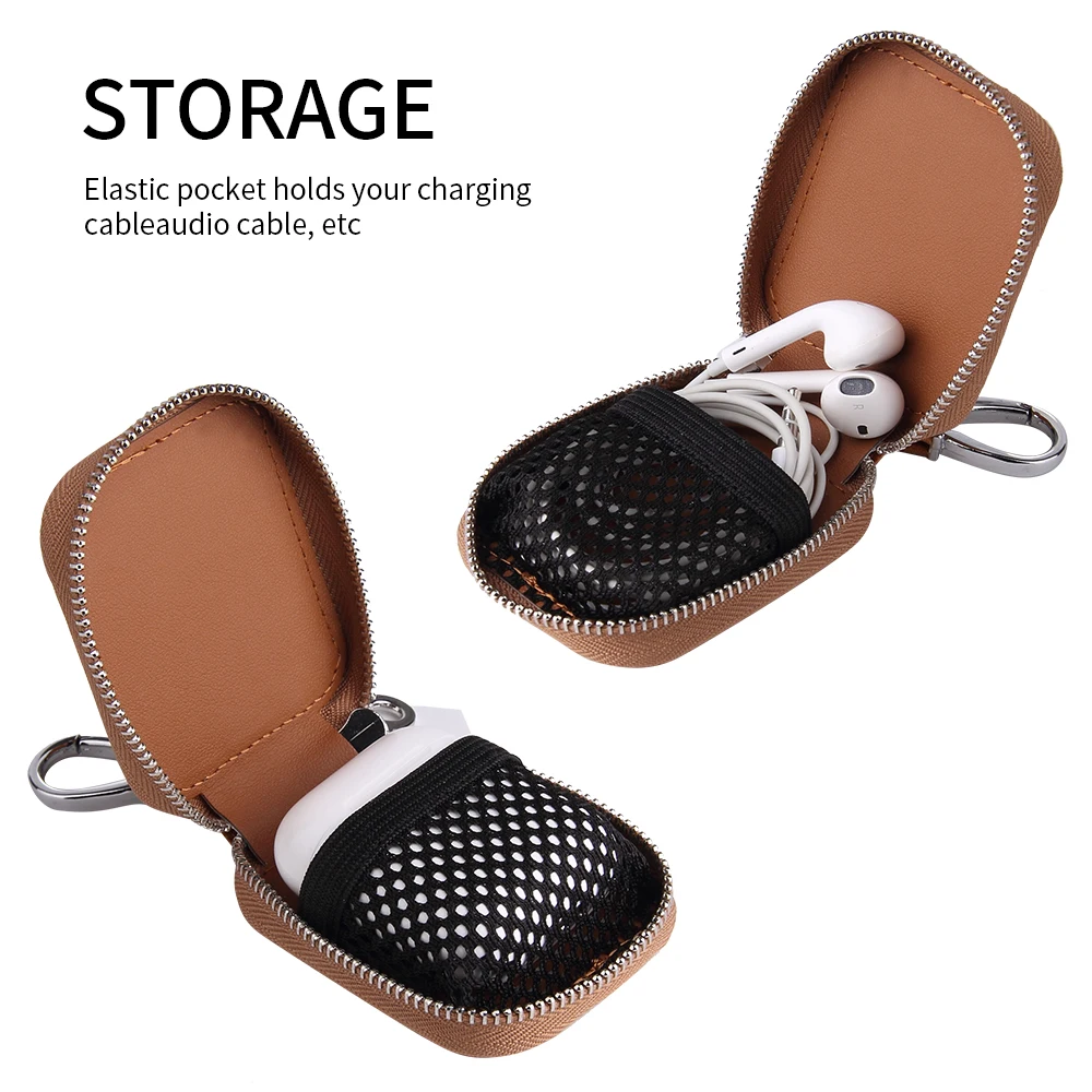 Suitable for Airpods Pro Case Wireless Bluetooth Headphone Cover Universal Zipper Faux Leather Headphone Storage Bag for Airpods