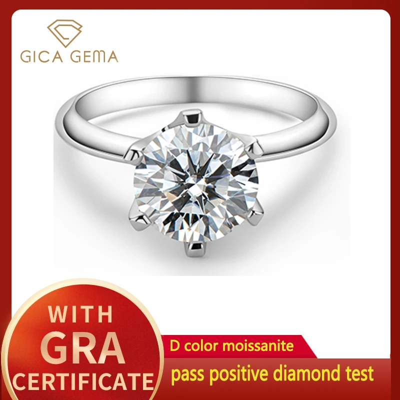 GICA GEMA 100% 925 серебро созданные Муассанит Бриллианты 3Ct драгоценный камень