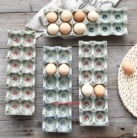 japanese glaze color ceramic 12 grid separation egg tray rectangular egg dish kitchen household storage box storage container