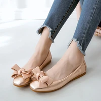 women silk shiny goldsilvergun bow knot flower roll up ballet shoes slip on square toe loafers elevated soft flats moccasins