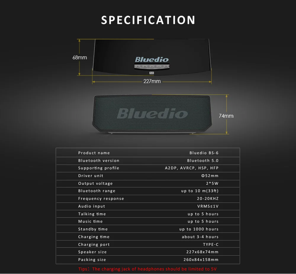 Bluedio BS-6 Лидер продаж беспроводной высококачественный bluetooth-динамик с поддержкой голосового управления мини-динамик с микрофоном
