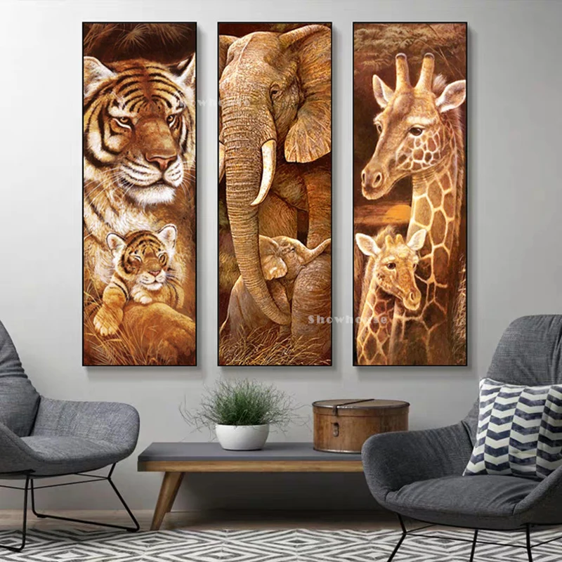 DIY 5D алмазов картина животного квадратный алмаз Тигр Лев мозаика жираф украшения
