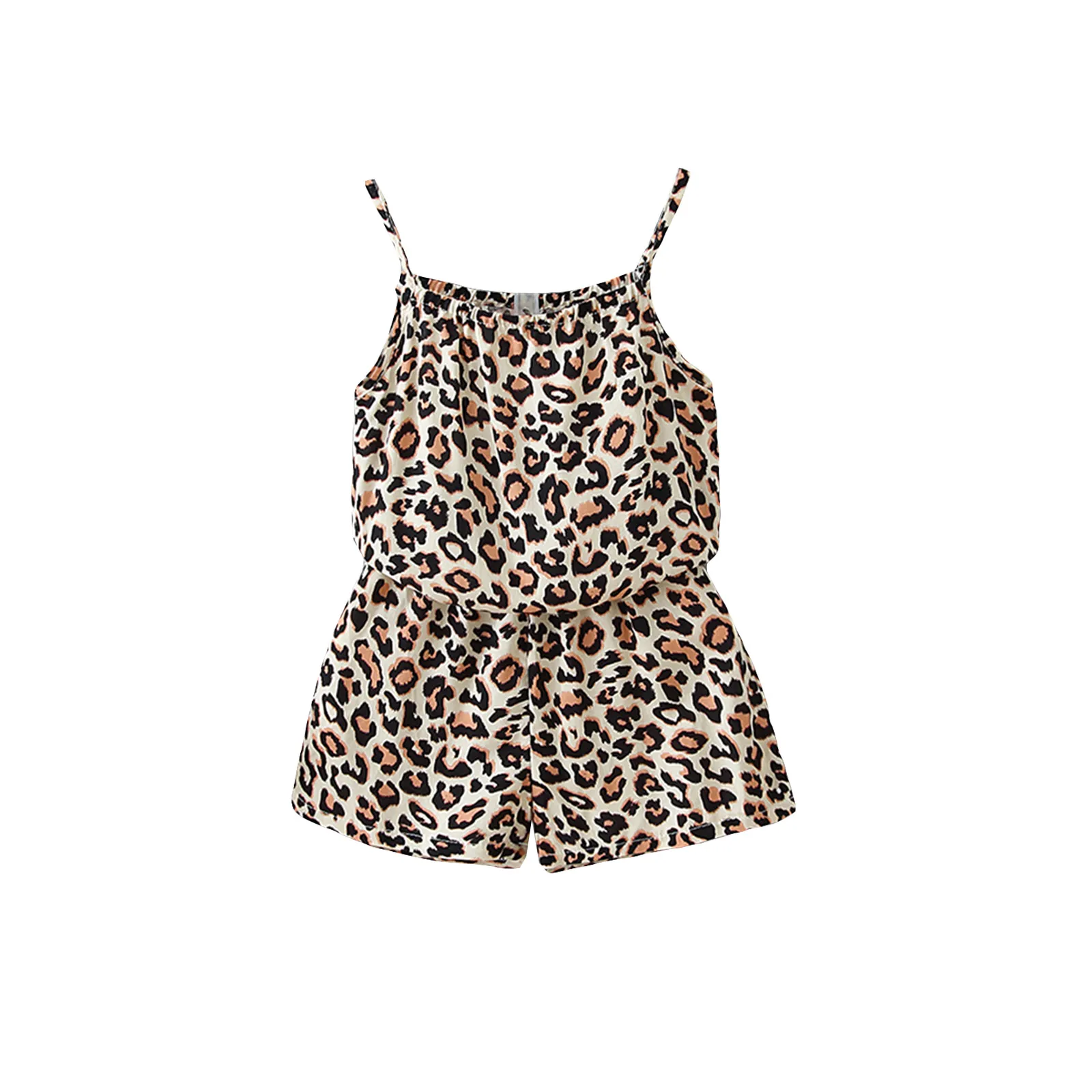 

New Kids Baby Girls Fashion 2-Piece Outfit Set Sleeveless Leopard Tops+Shorts Set For Children Girls Trend 1-8 Years
