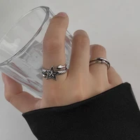u magical hiphop star intersect silver color metallic index finger ring for women fashion open adjustable cross ring jewelry
