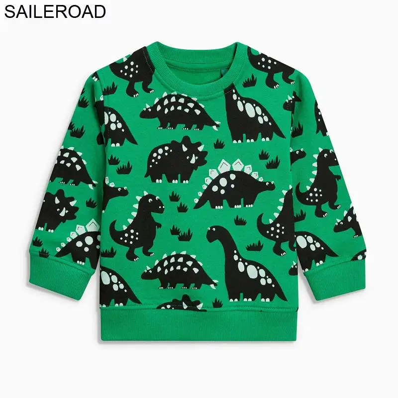 SAILEROAD/толстовки с вышивкой динозавра для мальчиков 2-7 лет; Детские футболки с длинными рукавами; весенние детские толстовки с капюшоном; одежда из хлопка - Цвет: 9038 same picture
