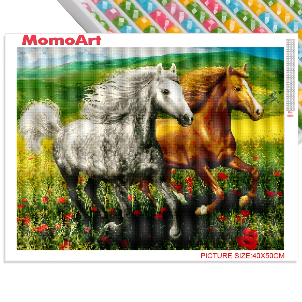 Набор для алмазной вышивки Momoart с изображением лошади 5D алмазная вышивка мозаика