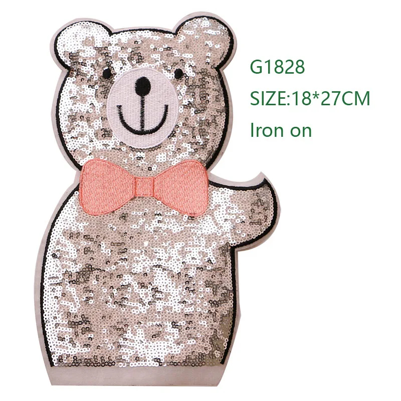 1 PCS Kitty superhero bear Cartoon Sequin icon Iron on Patch for Clothing DIY Stripes Clothes Patchwork Stickers Custom Badges | Дом и сад