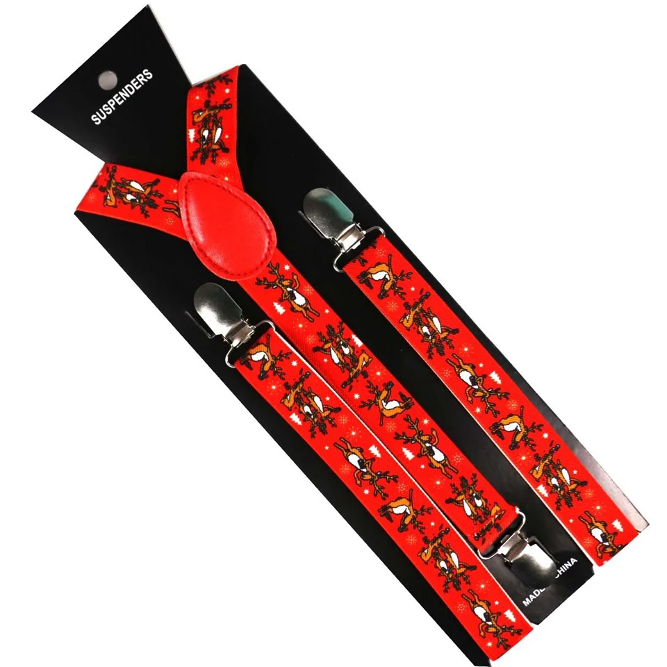 Подтяжки новогодние Winfox для мужчин и женщин модные регулируемые подтяжки с